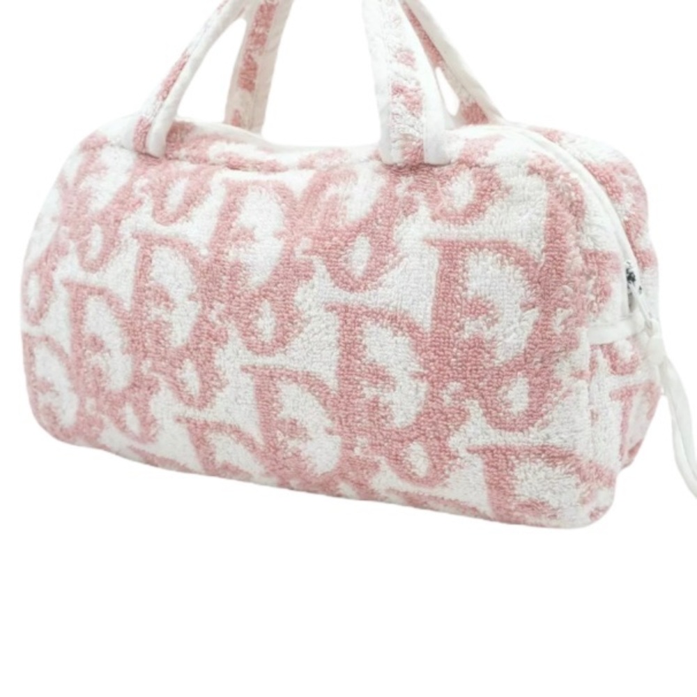 SOLD CHRISTIAN DIOR Vintage Y2K Pink & Ivory Terry Cloth Trotter Monogram Mini - Picture 4 of 11